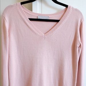 Brand new: Cotton v-neck crop sweater, pale pink